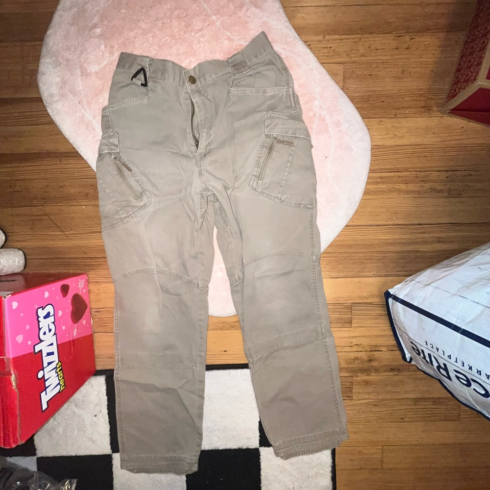 Tan Cargo Pants with Straight-Leg Design